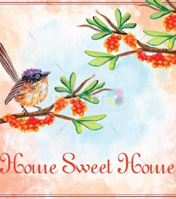 Cute Little Bird Watercolor Style - Home Sweet Home Dishwasher Sticker