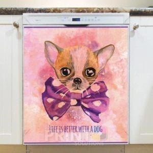 Cute Puppy Watercolor Style - Life Is Better With a Dog Dishwasher Sticker