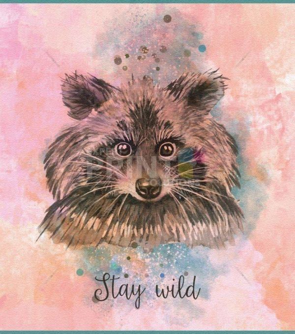 Cute Raccoon Watercolor Style - Stay Wild Dishwasher Sticker