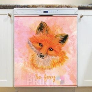 Cute Fox Watercolor Style - So Foxy Dishwasher Sticker
