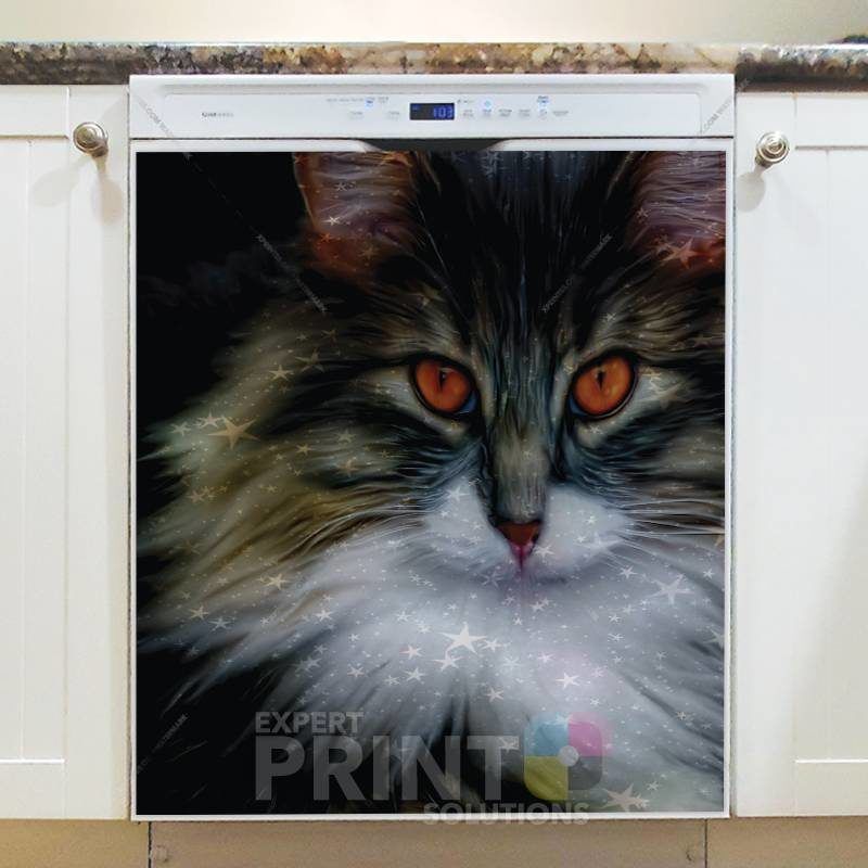 Beautiful Long Hair Cat Dishwasher Sticker