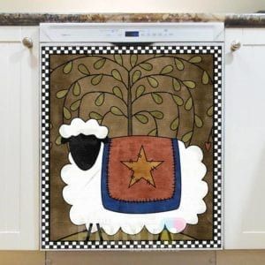 Primitive Country Sheep #5 Dishwasher Sticker