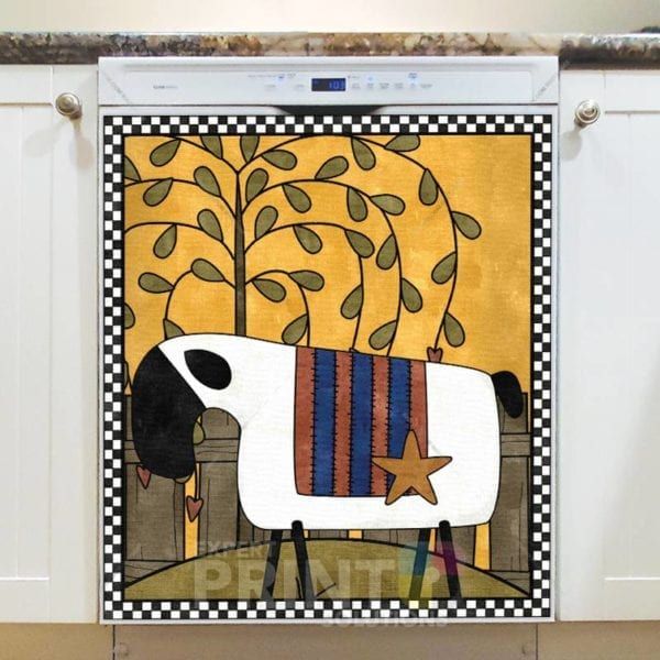 Primitive Country Sheep #4 Dishwasher Sticker