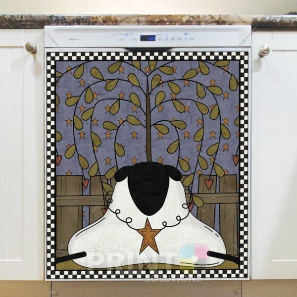 Primitive Country Sheep #1 Dishwasher Sticker
