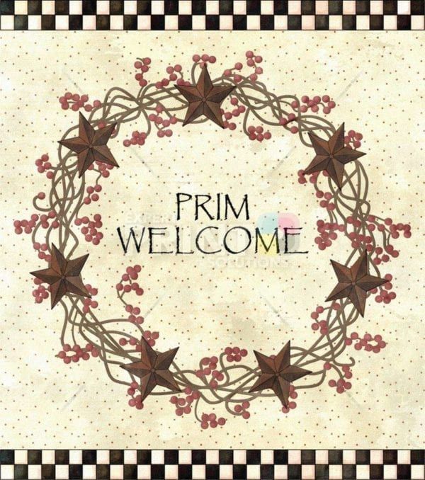 Prim Country Wreath #5 - Prim Welcome Dishwasher Sticker