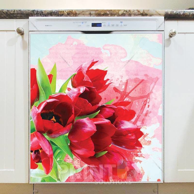 Beautiful Tulips Dishwasher Sticker