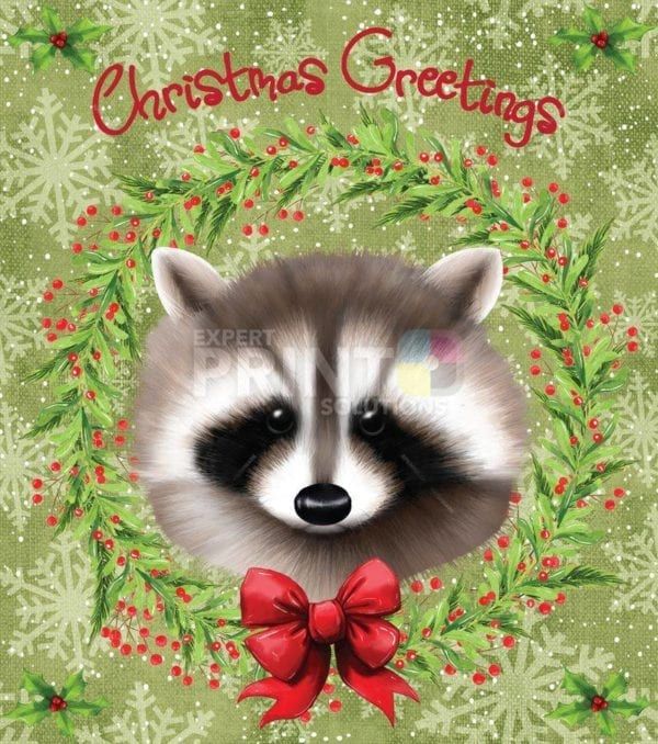 Christmas - Raccoon Greetings - Christmas Greetings Dishwasher Sticker