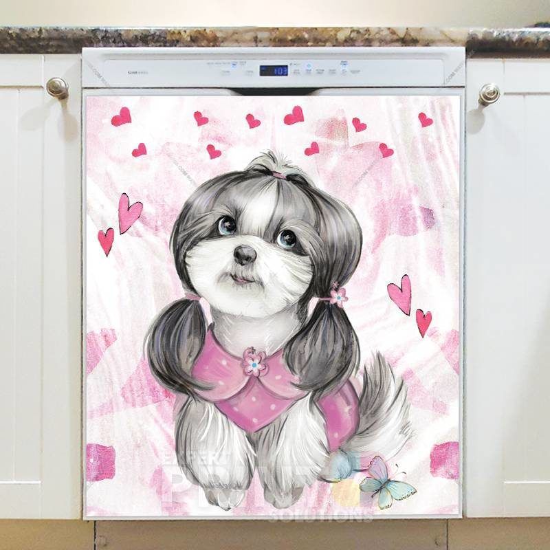 Cute Puppy Girl Dishwasher Sticker