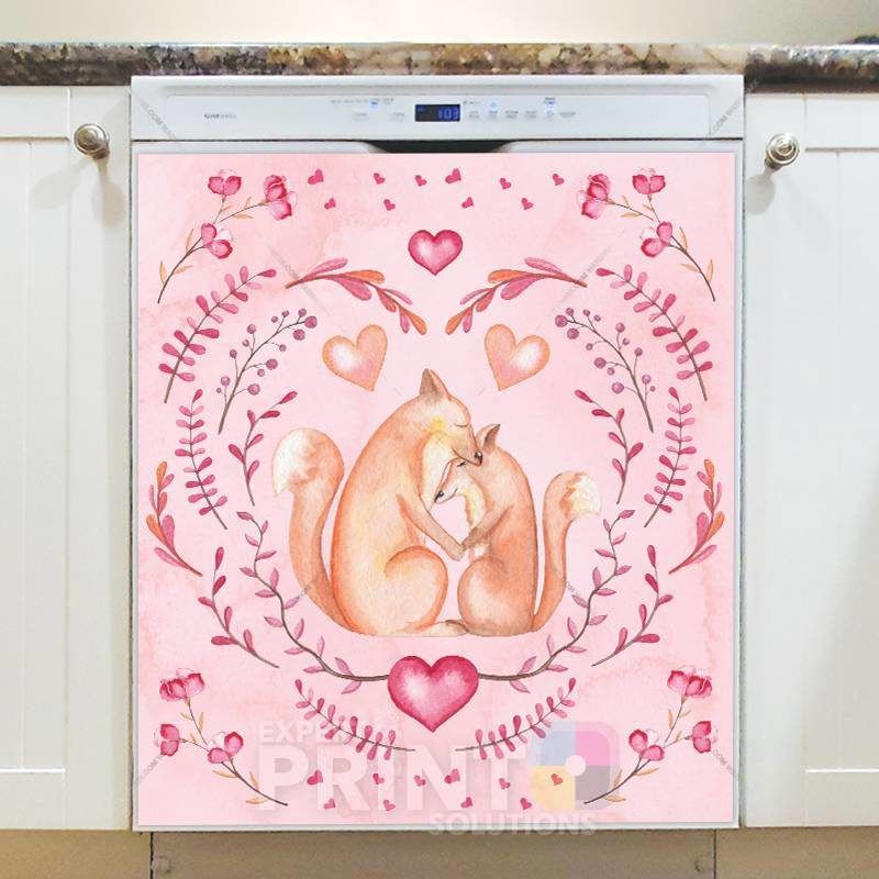 Cute Fox Couple Dishwasher Sticker