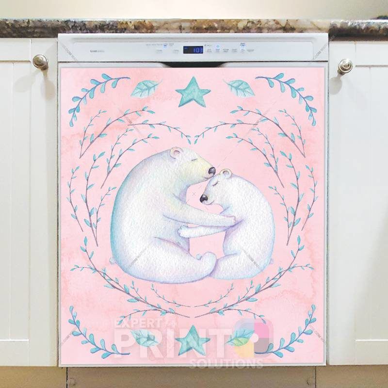 Cute Polar Bear Couple Dishwasher Sticker