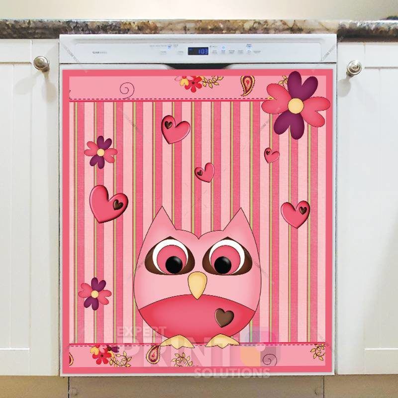 Owl with Hearts #2 Dishwasher Sticker