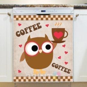 Coffee Lover Owl #9 Dishwasher Sticker