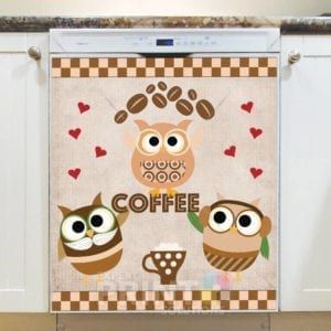 Coffee Lover Owls Dishwasher Sticker