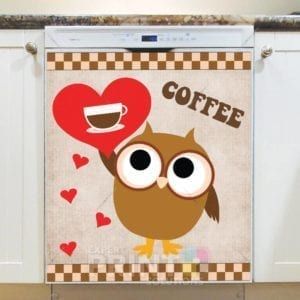 Coffee Lover Owl #6 Dishwasher Sticker