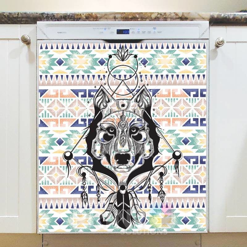 Ethnic Wolf Dishwasher Sticker