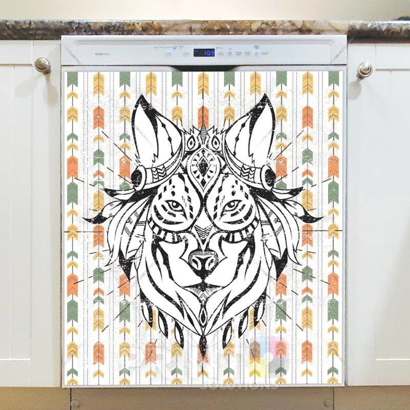 Native Wolf Head Dishwasher Sticker