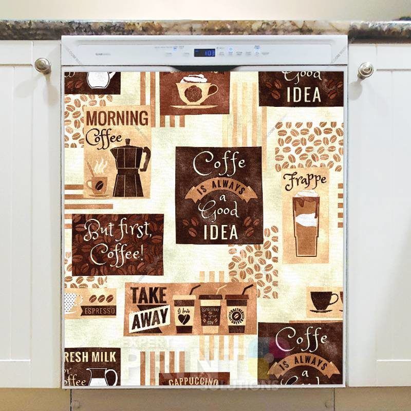 Coffee Design - Morning Coffee - But First, Coffee - Coffee is Always a Good Idea Dishwasher Sticker