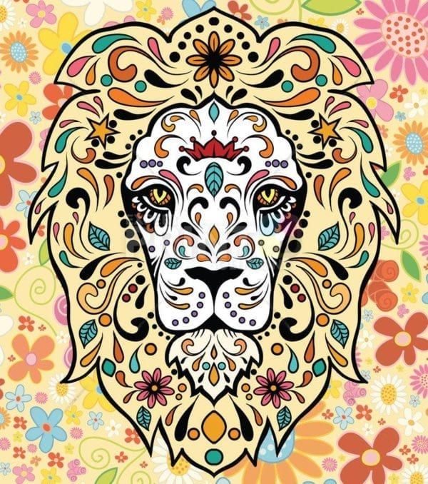 Sugar Skull Lion Dishwasher Sticker