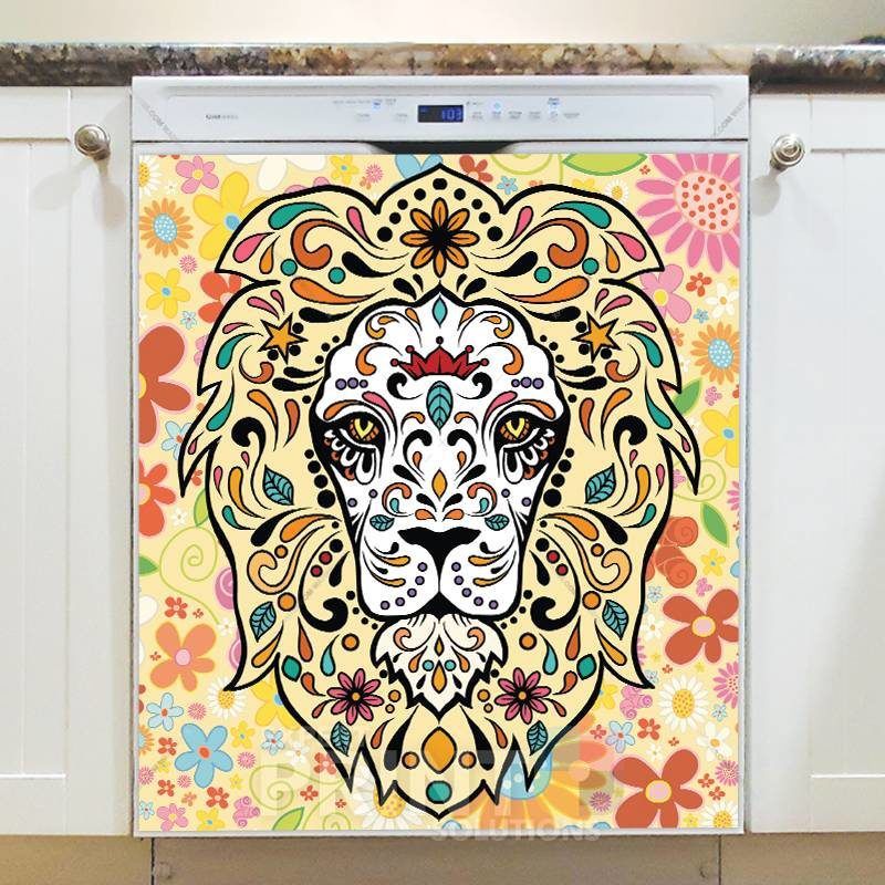 Sugar Skull Lion Dishwasher Sticker