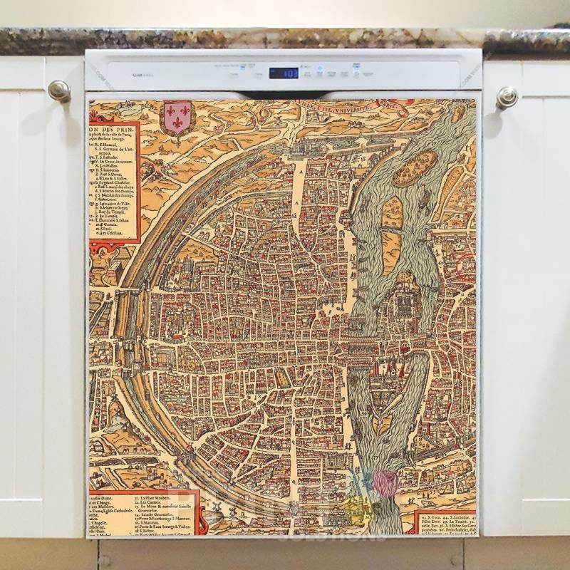 Vintage Map #9 - Ville Cite Vniversite Paris Dishwasher Sticker