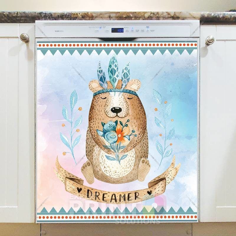 Cute Ethnic Bear - Dreamer Dishwasher Sticker