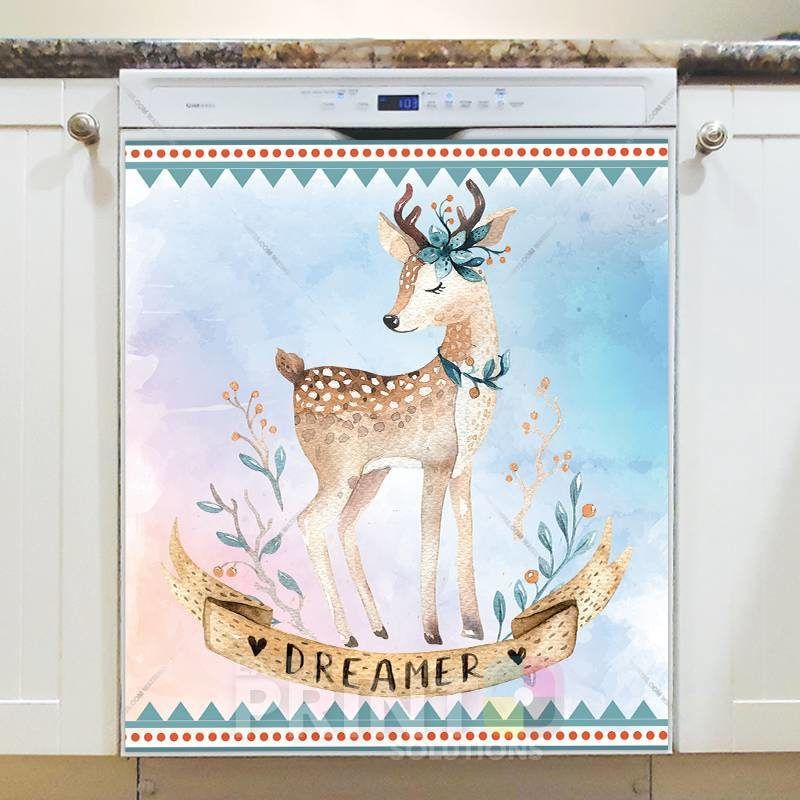 Cute Ethnic Deer - Dreamer Dishwasher Sticker