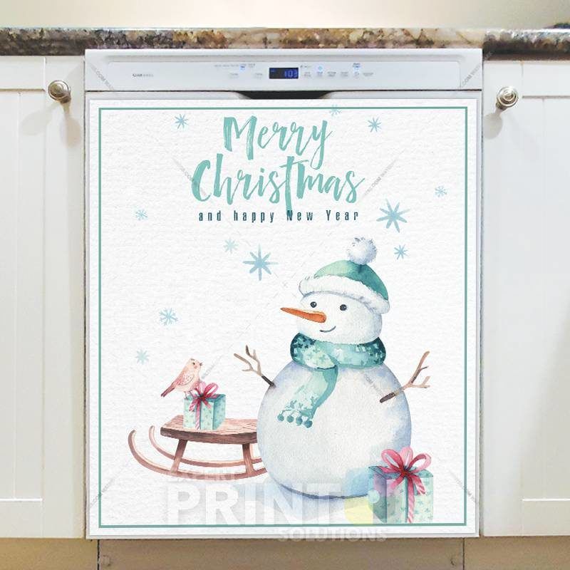 Christmas in the Woods #14 - Merry Christmas and Happy New Year Dishwasher Sticker