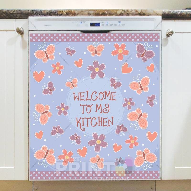 Welcome to My Kitchen Butterflies Dishwasher Sticker