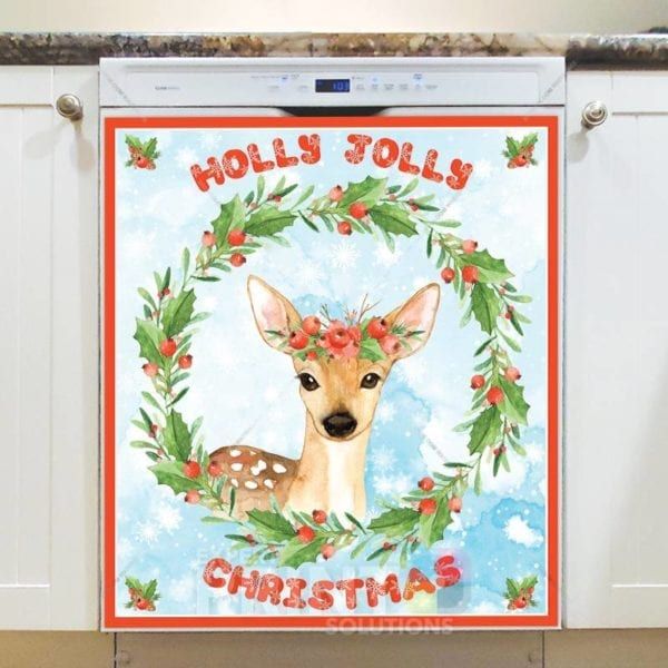 Christmas - Holly Jolly Animals #4 - Holly Jolly Christmas Dishwasher Sticker