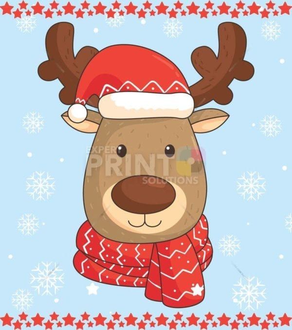 Christmas - Deer in Santa Hat Dishwasher Sticker