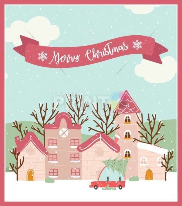 Christmas - Cute Christmas Village - Merry Christmas Dishwasher Sticker