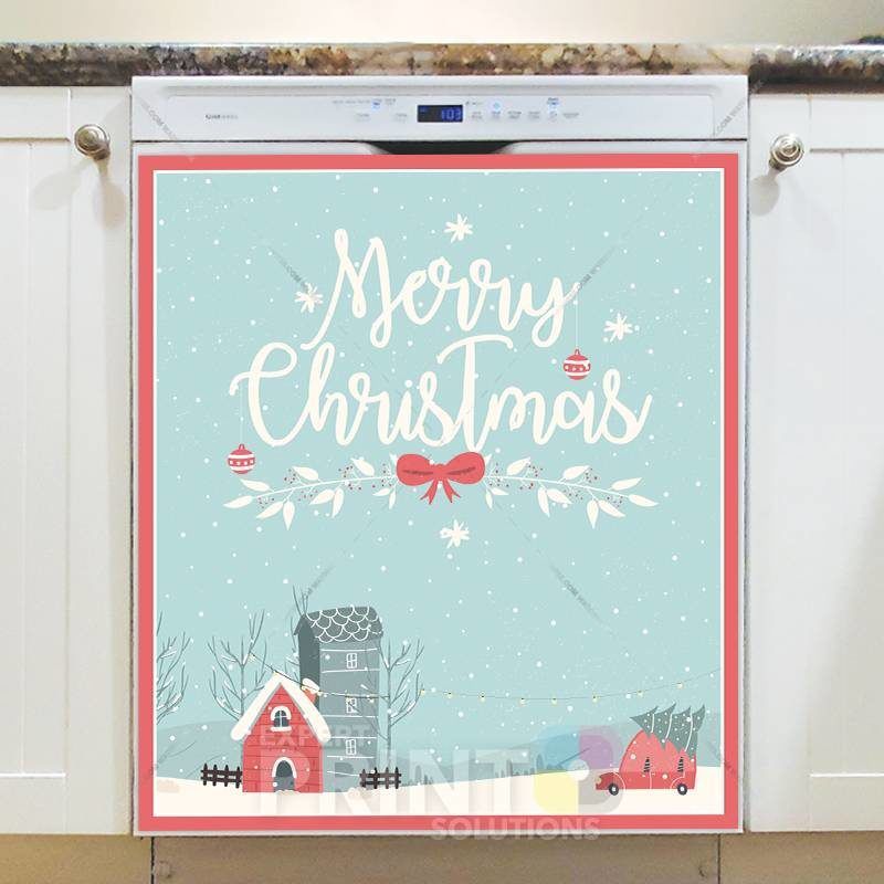 Christmas - Cute Christmas House - Merry Christmas Dishwasher Sticker