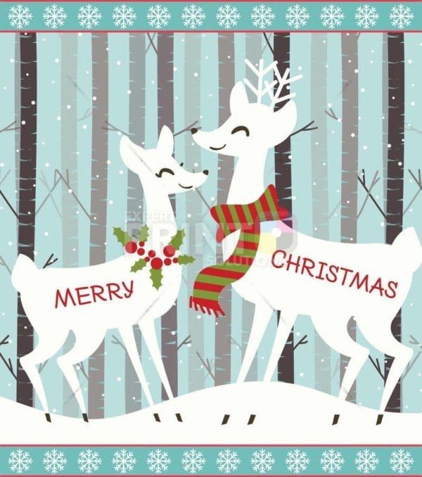 Christmas - White Deer Couple - Merry Christmas Dishwasher Sticker