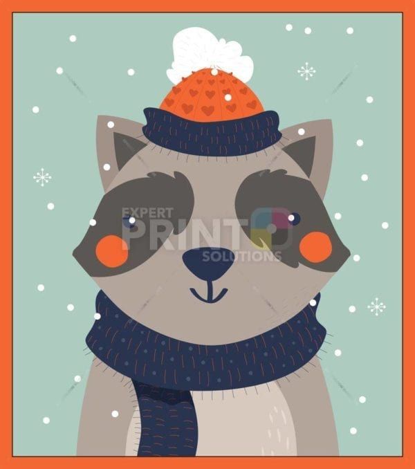 Christmas - Forest Christmas - Raccoon Dishwasher Sticker