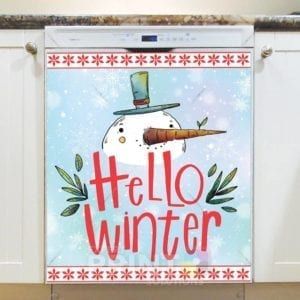Christmas - Hello Winter Cute Snowman Dishwasher Sticker