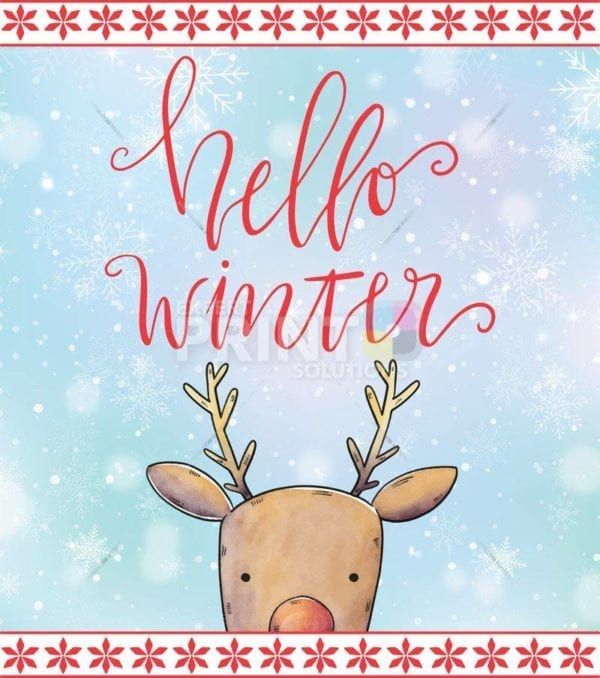 Christmas - Hello Winter Cute Reindeer Dishwasher Sticker