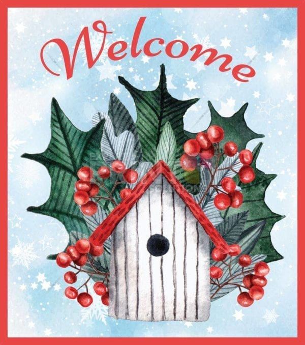 Christmas - Welcome Decor with Birdhouse Dishwasher Sticker