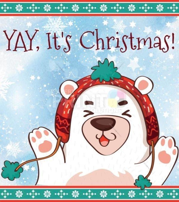 Christmas - Polar Bear in Hat - YAY, It's Christmas Dishwasher Sticker