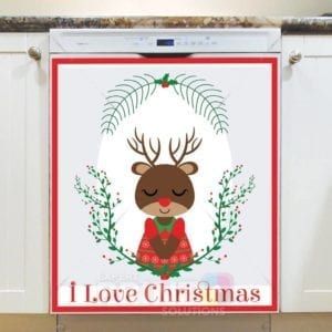 Christmas - Sweet Reindeer Girl - I Love Christmas Dishwasher Sticker
