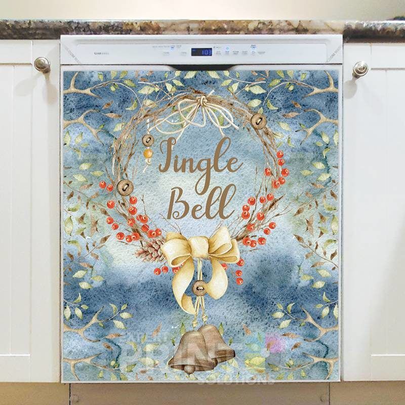 Christmas - Jingle Bell and Wreath Dishwasher Sticker