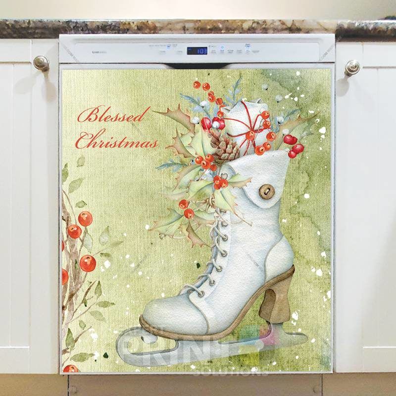 Christmas - Pretty Winter Skate - Blessed Christmas Dishwasher Sticker