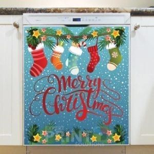 Christmas - Hanging Stockings - Merry Christmas Dishwasher Sticker