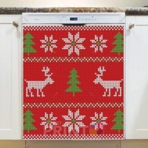 Christmas - Knitted Christmas Design Dishwasher Sticker