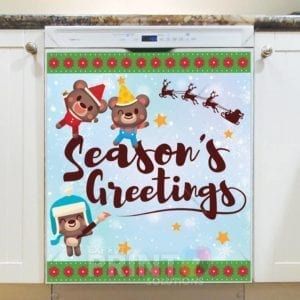 Christmas - Cute Teddy Bear Brothers #2 - Season's Greetings Dishwasher Sticker