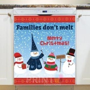Christmas - Snowman Family Greeting - Families Don't Melt Merry Christmas Dishwasher Sticker