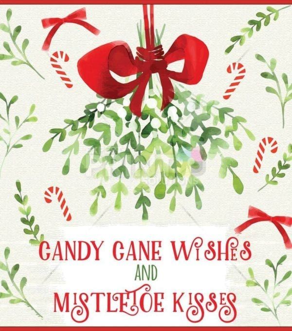 Christmas - Candy Cane Wishes and Mistletoe Kisses Dishwasher Sticker