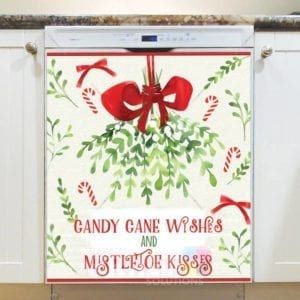 Christmas - Candy Cane Wishes and Mistletoe Kisses Dishwasher Sticker