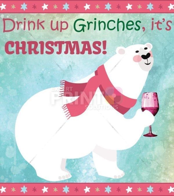 Christmas - Party Polarbear - Drink Up Grinches, It's Christmas Dishwasher Sticker