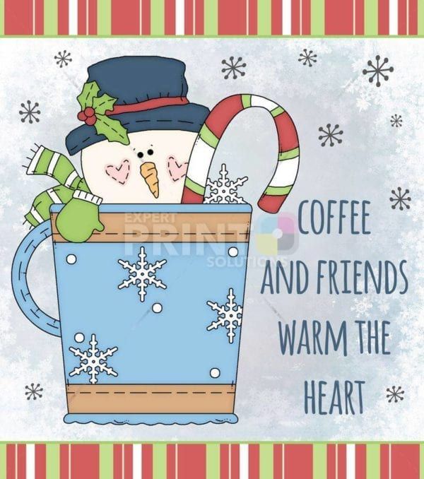 Christmas - Snowman in a Cup - Coffee and Friends Warm The Heart Dishwasher Sticker