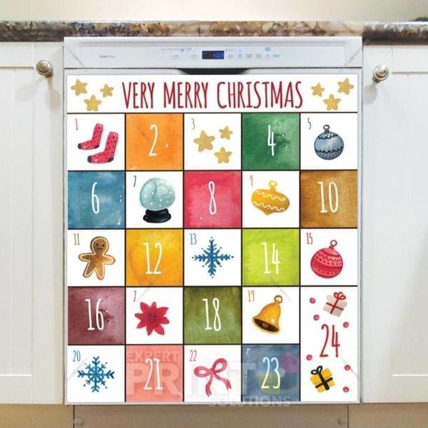 Christmas - Christmas Calendar #10 - Very Merry Christmas Dishwasher Sticker